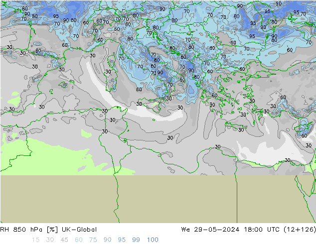 RH 850 hPa UK-Global St 29.05.2024 18 UTC