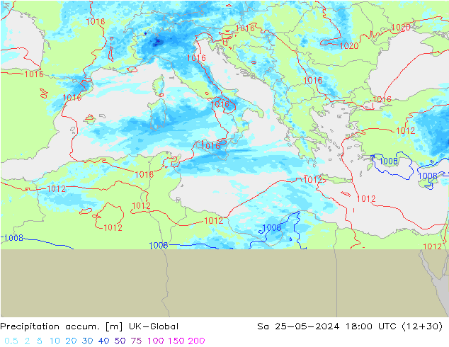 Toplam Yağış UK-Global Cts 25.05.2024 18 UTC