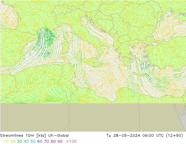 Streamlines 10m UK-Global Tu 28.05.2024 06 UTC