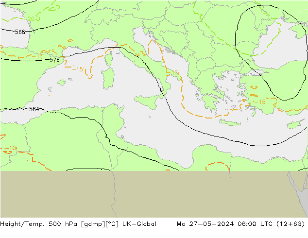 Height/Temp. 500 hPa UK-Global Mo 27.05.2024 06 UTC