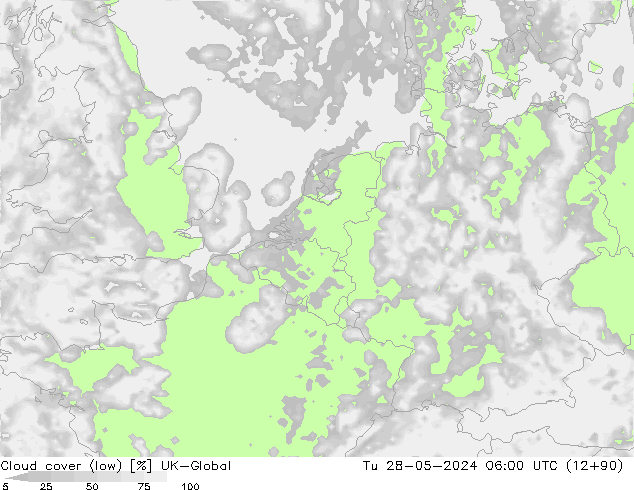 Bewolking (Laag) UK-Global di 28.05.2024 06 UTC