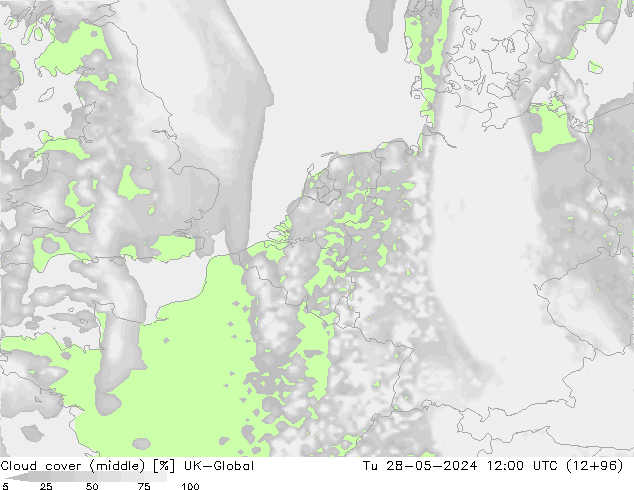 Cloud cover (middle) UK-Global Tu 28.05.2024 12 UTC