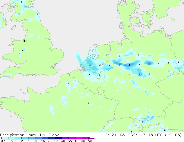 Precipitation UK-Global Fr 24.05.2024 18 UTC