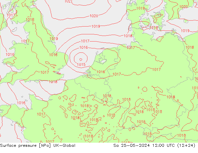 Surface pressure UK-Global Sa 25.05.2024 12 UTC