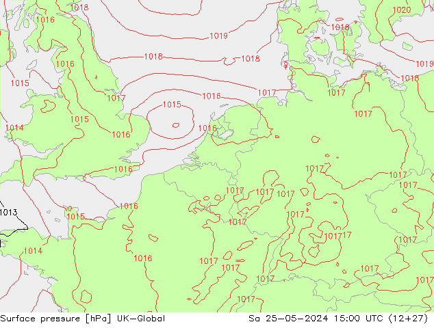 Surface pressure UK-Global Sa 25.05.2024 15 UTC