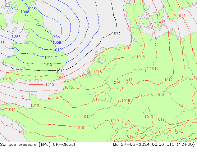 pressão do solo UK-Global Seg 27.05.2024 00 UTC