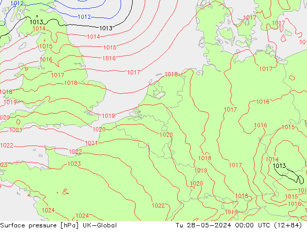 Surface pressure UK-Global Tu 28.05.2024 00 UTC