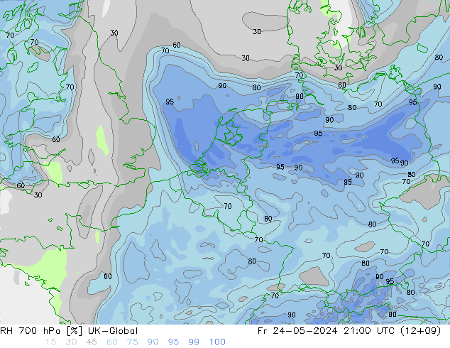 RH 700 hPa UK-Global Pá 24.05.2024 21 UTC