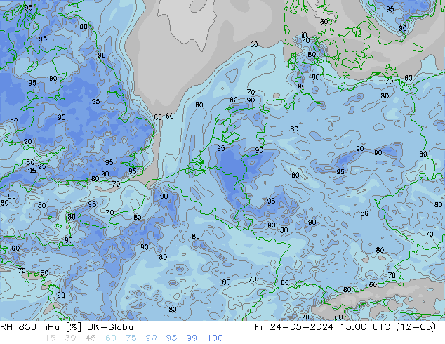 RH 850 hPa UK-Global  24.05.2024 15 UTC