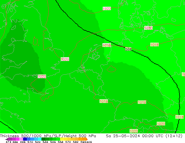 Thck 500-1000hPa UK-Global  25.05.2024 00 UTC