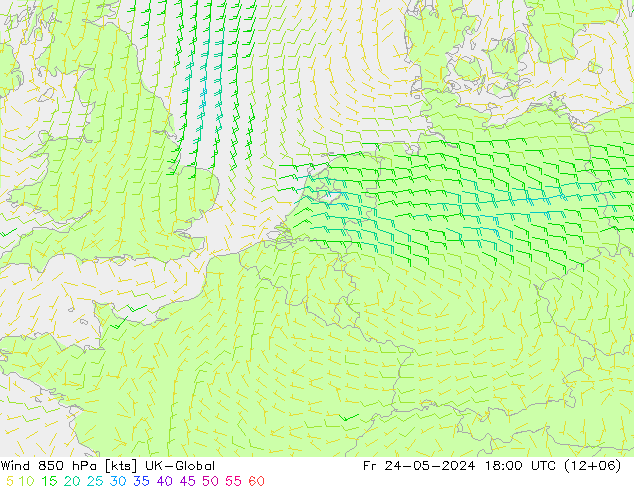 Wind 850 hPa UK-Global vr 24.05.2024 18 UTC