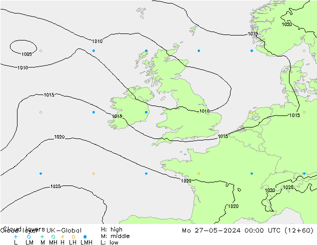 Cloud layer UK-Global пн 27.05.2024 00 UTC