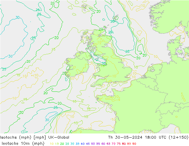 Isotachs (mph) UK-Global Th 30.05.2024 18 UTC