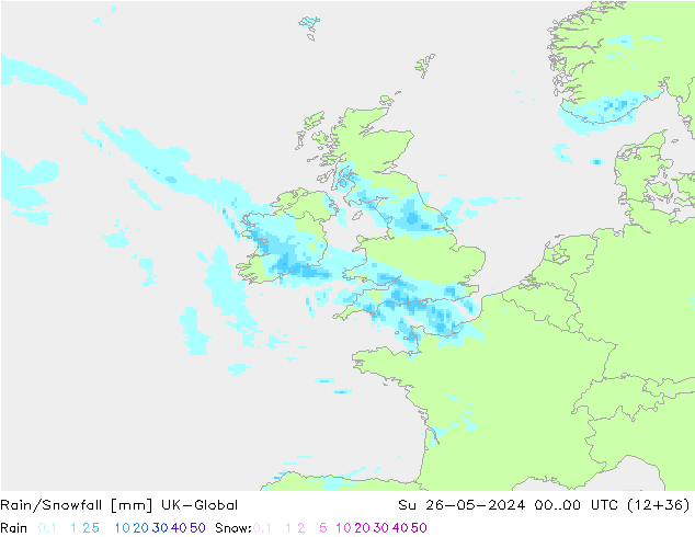 Rain/Snowfall UK-Global Su 26.05.2024 00 UTC