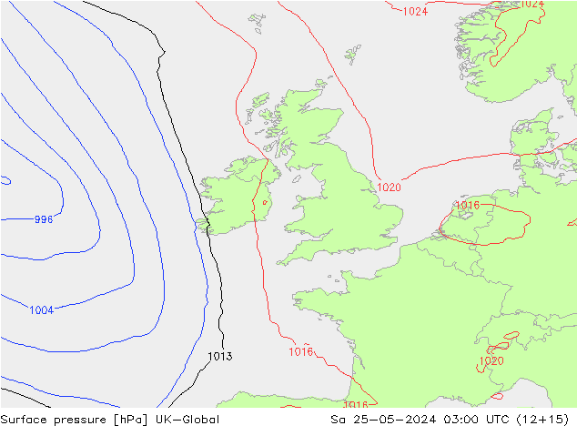 Atmosférický tlak UK-Global So 25.05.2024 03 UTC