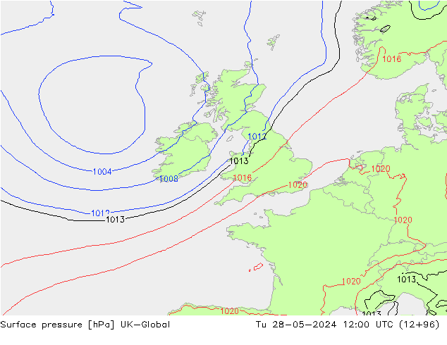 Yer basıncı UK-Global Sa 28.05.2024 12 UTC