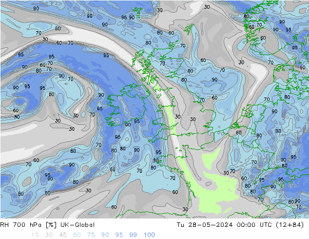 RH 700 hPa UK-Global Tu 28.05.2024 00 UTC