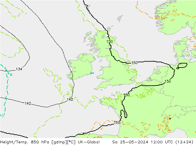 Height/Temp. 850 hPa UK-Global  25.05.2024 12 UTC