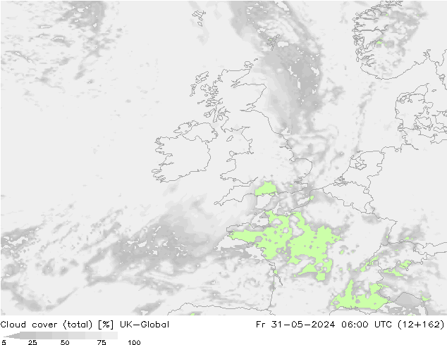 Nubes (total) UK-Global vie 31.05.2024 06 UTC