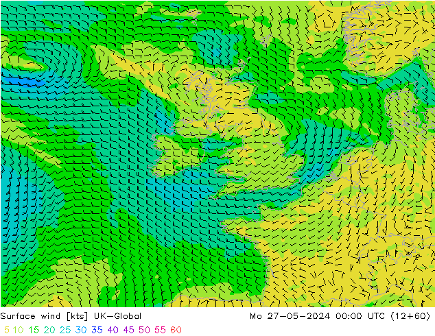 Viento 10 m UK-Global lun 27.05.2024 00 UTC