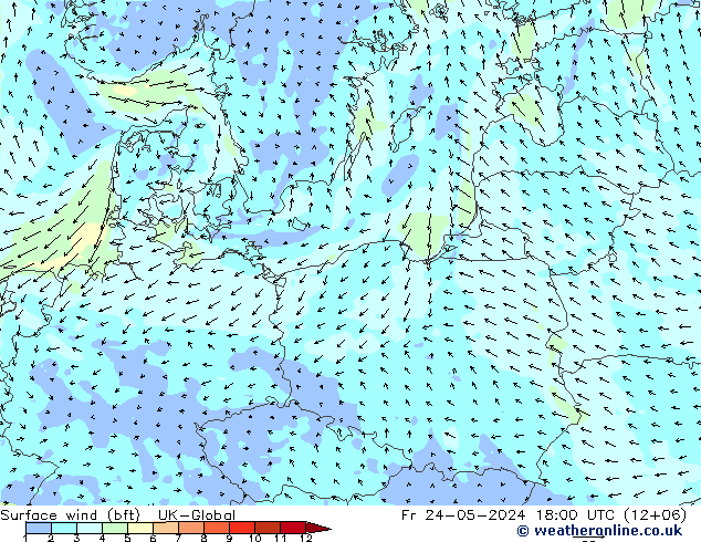 Bodenwind (bft) UK-Global Fr 24.05.2024 18 UTC