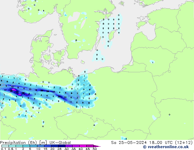 Yağış (6h) UK-Global Cts 25.05.2024 00 UTC