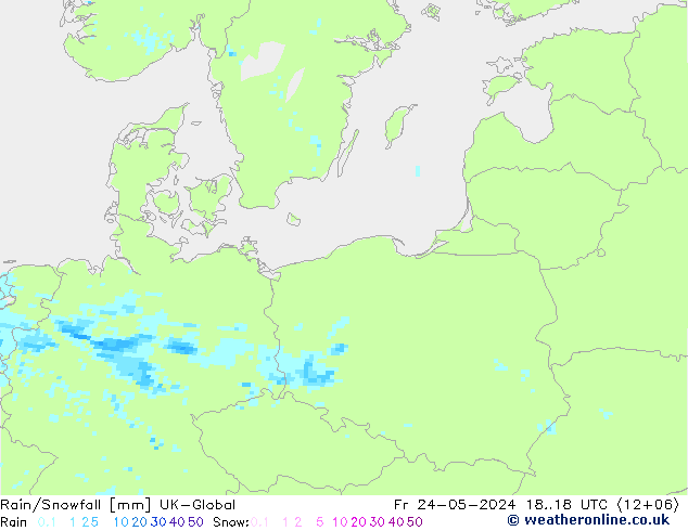 Regen/Sneeuwval UK-Global vr 24.05.2024 18 UTC