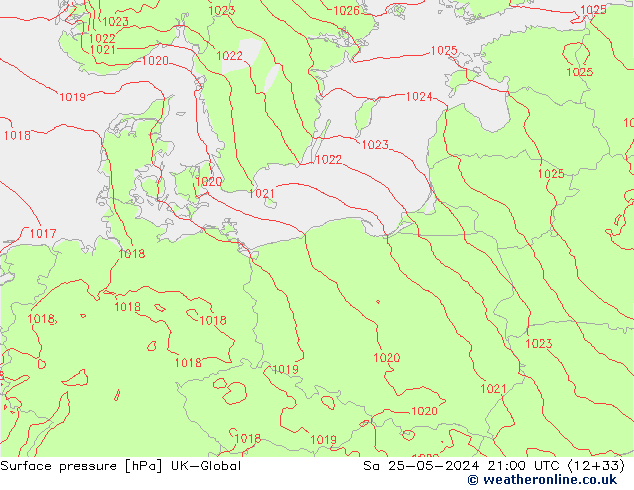 Surface pressure UK-Global Sa 25.05.2024 21 UTC