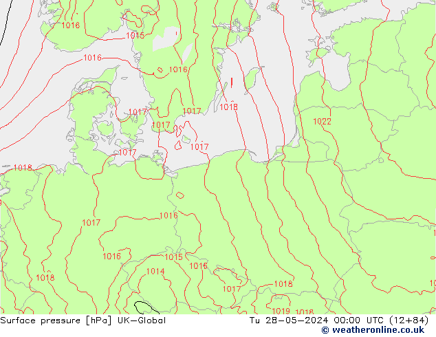 Surface pressure UK-Global Tu 28.05.2024 00 UTC