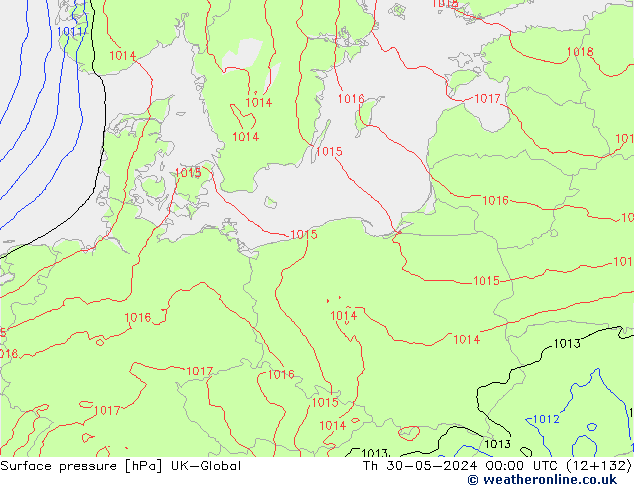 Surface pressure UK-Global Th 30.05.2024 00 UTC