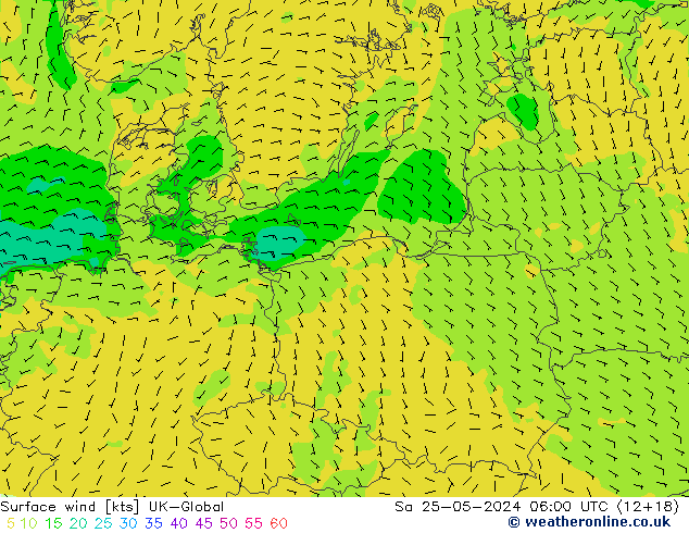 Surface wind UK-Global Sa 25.05.2024 06 UTC