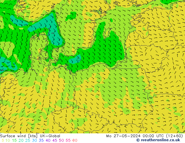 ветер 10 m UK-Global пн 27.05.2024 00 UTC