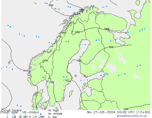 Cloud layer UK-Global Mo 27.05.2024 00 UTC