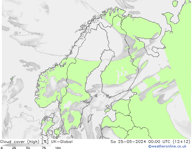 Bewolking (Hoog) UK-Global za 25.05.2024 00 UTC