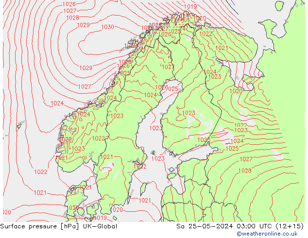 Surface pressure UK-Global Sa 25.05.2024 03 UTC