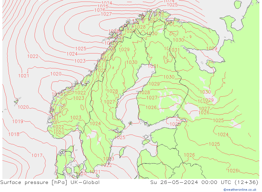 приземное давление UK-Global Вс 26.05.2024 00 UTC