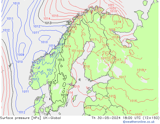 pressão do solo UK-Global Qui 30.05.2024 18 UTC