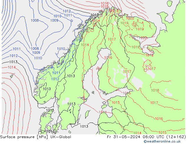 приземное давление UK-Global пт 31.05.2024 06 UTC