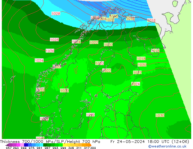 Dikte700-1000 hPa UK-Global vr 24.05.2024 18 UTC