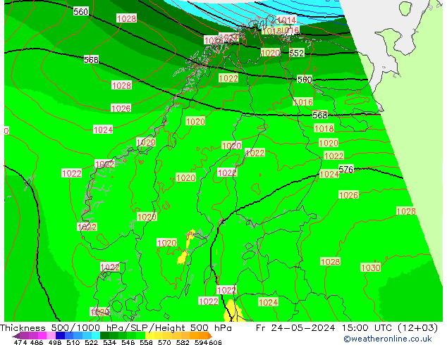 Thck 500-1000hPa UK-Global Pá 24.05.2024 15 UTC