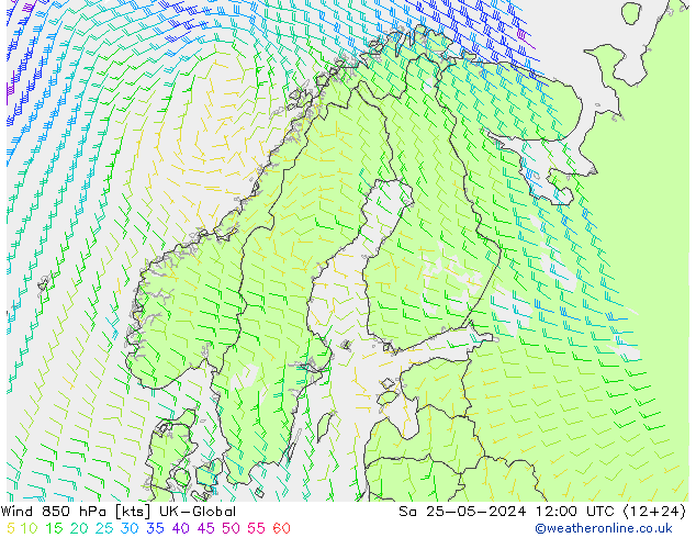 Wind 850 hPa UK-Global Sa 25.05.2024 12 UTC