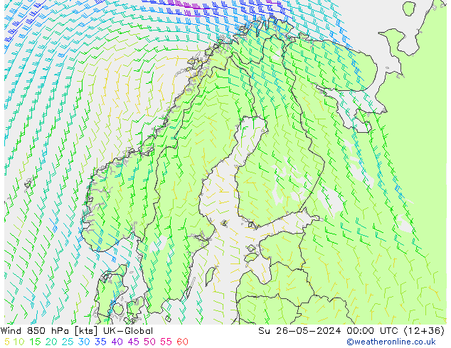 ветер 850 гПа UK-Global Вс 26.05.2024 00 UTC