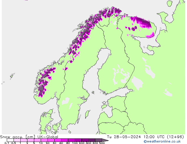 Глубина снега UK-Global вт 28.05.2024 12 UTC