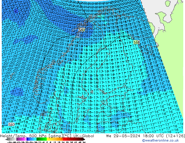 Hoogte/Temp. 500 hPa UK-Global wo 29.05.2024 18 UTC