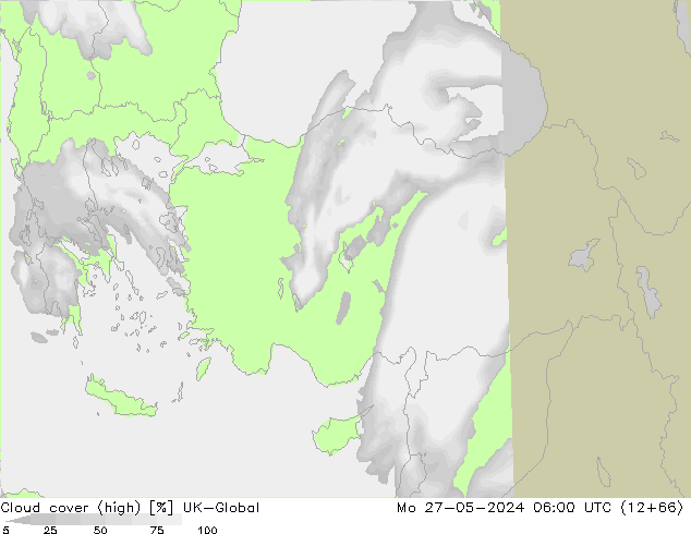 Cloud cover (high) UK-Global Mo 27.05.2024 06 UTC