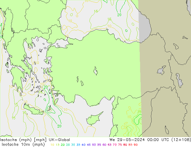Isotachen (mph) UK-Global Mi 29.05.2024 00 UTC