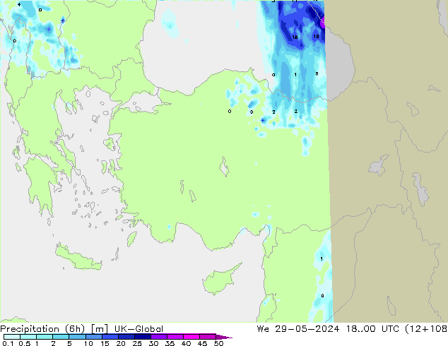 Precipitation (6h) UK-Global We 29.05.2024 00 UTC