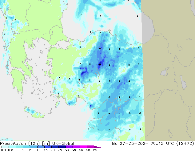 Precipitation (12h) UK-Global Po 27.05.2024 12 UTC