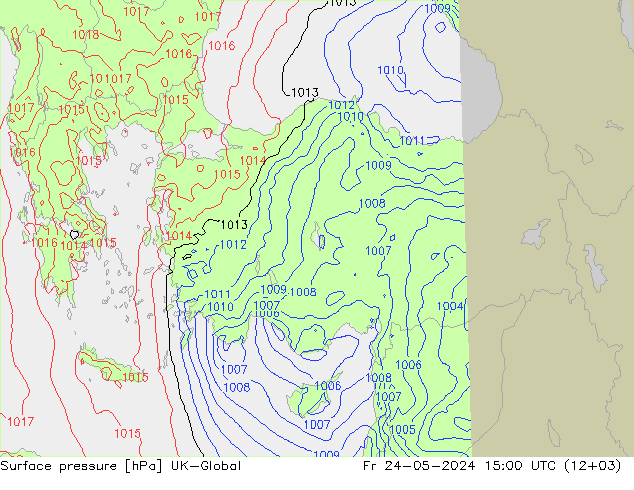 Surface pressure UK-Global Fr 24.05.2024 15 UTC