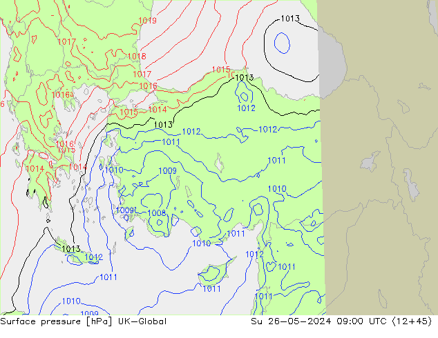 Surface pressure UK-Global Su 26.05.2024 09 UTC